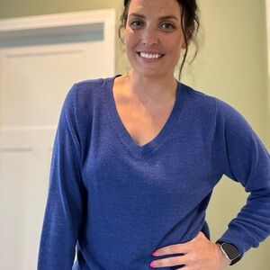 Women's Blue V-Neck Sweater
